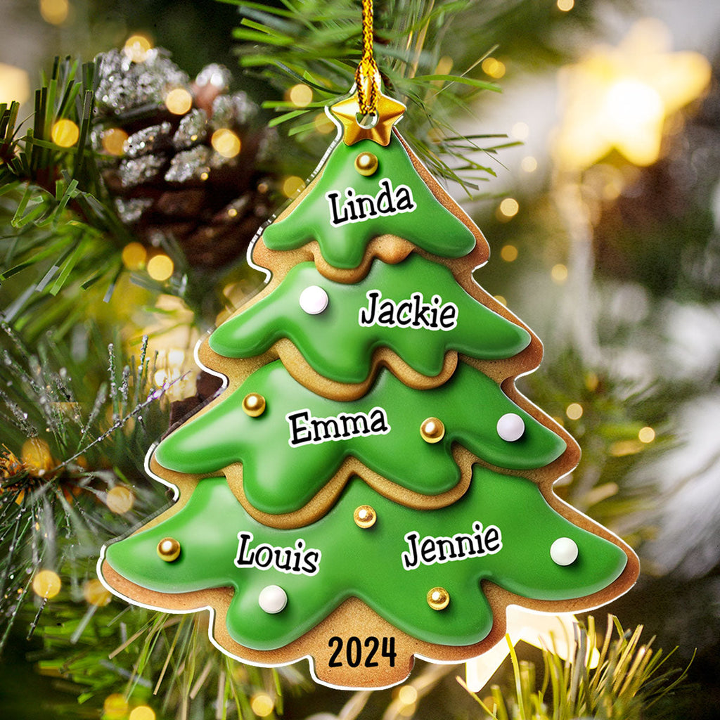 Custom Family Ornament, Christmas Gift for Family Members •  Family Gingerbread Name - Personalized Acrylic Ornament