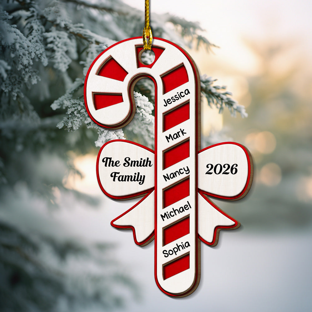 Custom Family Ornament, Christmas Gift for Family Members •  Sweetest Family Christmas - Personalized 2-Layered Wood Ornament