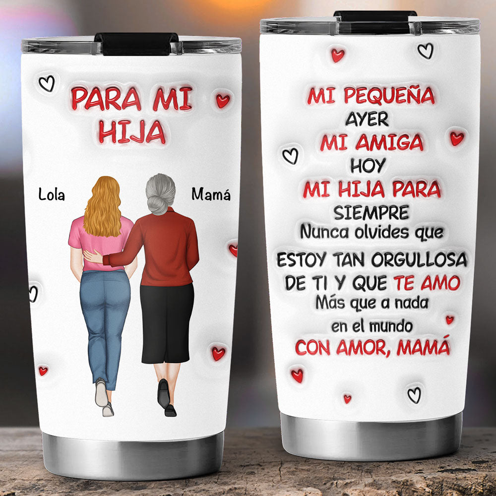 Custom Christmas Birthday Gifts For Daughter • Un Abrazo de Mamá - Vaso 3D Personalizado Efecto Inflado