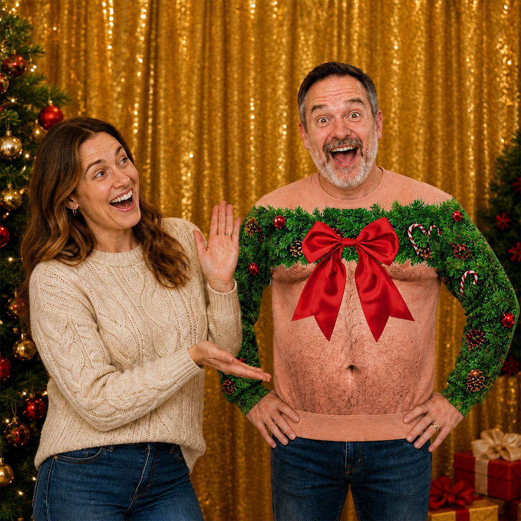 Custom Funny Ugly Sweatshirt, Couple Christmas Gift • Ugly Christmas - Personalized All-Over-Print Sweatshirt