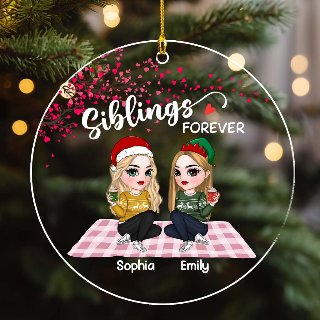 Custom Friendship Christmas Ornament, Best Friend Gift •  Forever Bestie - Personalized Acrylic Ornament