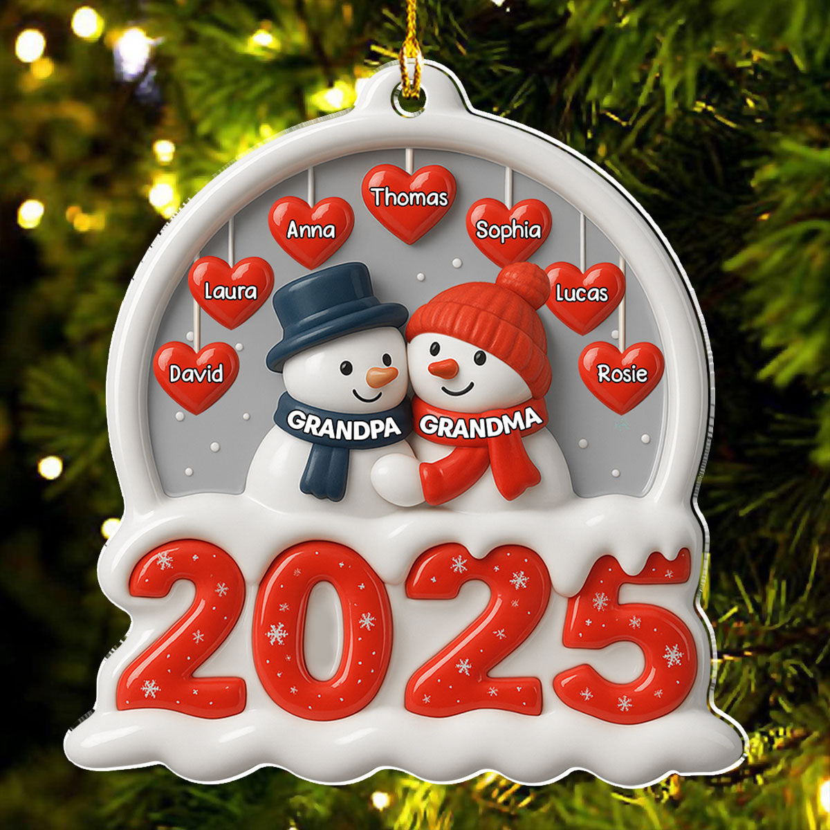 Custom Family Ornament, Christmas Gift for Family Members •  Grandma Grandpa And Grandkids Christmas - Personalized Acrylic Ornament