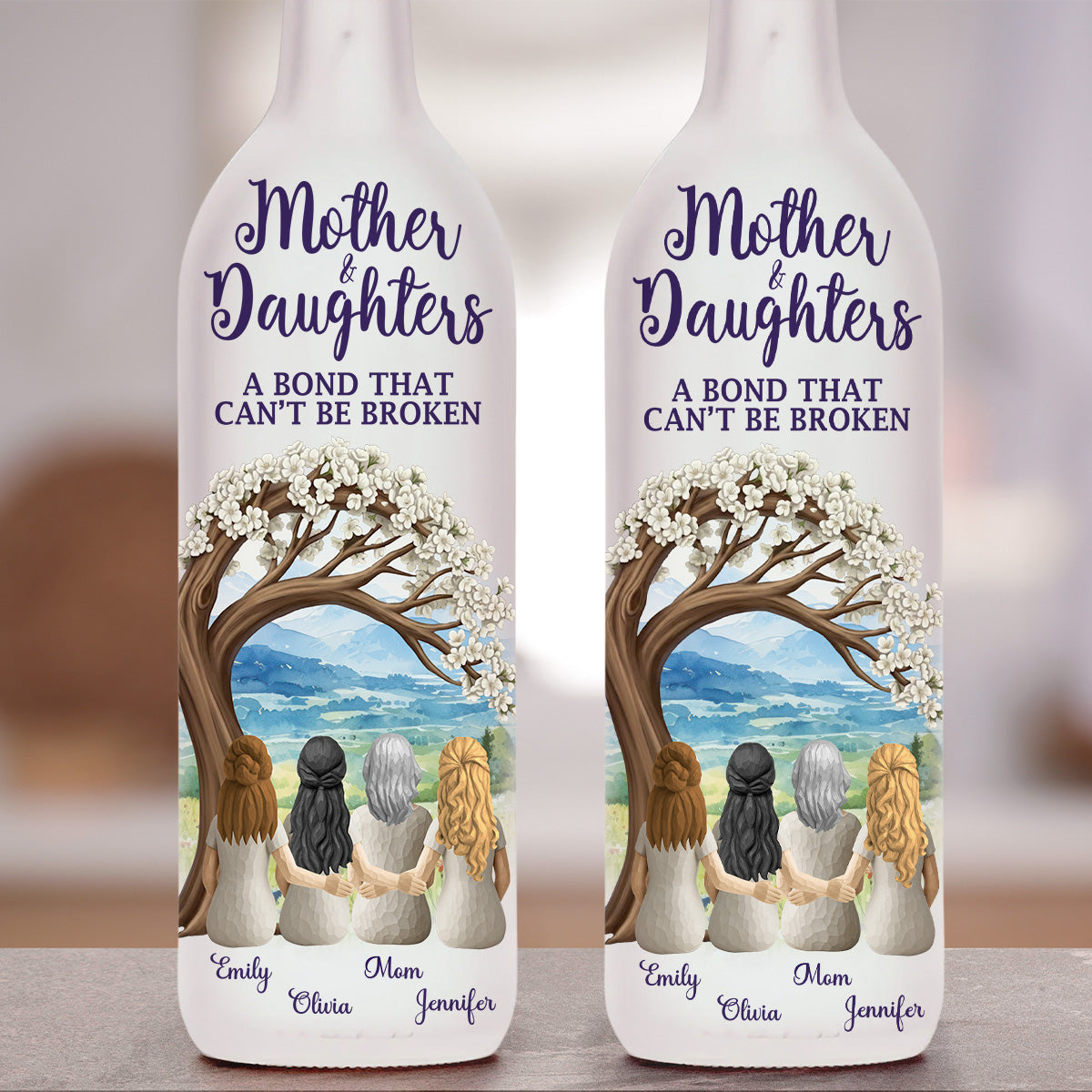 Mother And Daughters - Personalized Bottle Lamp