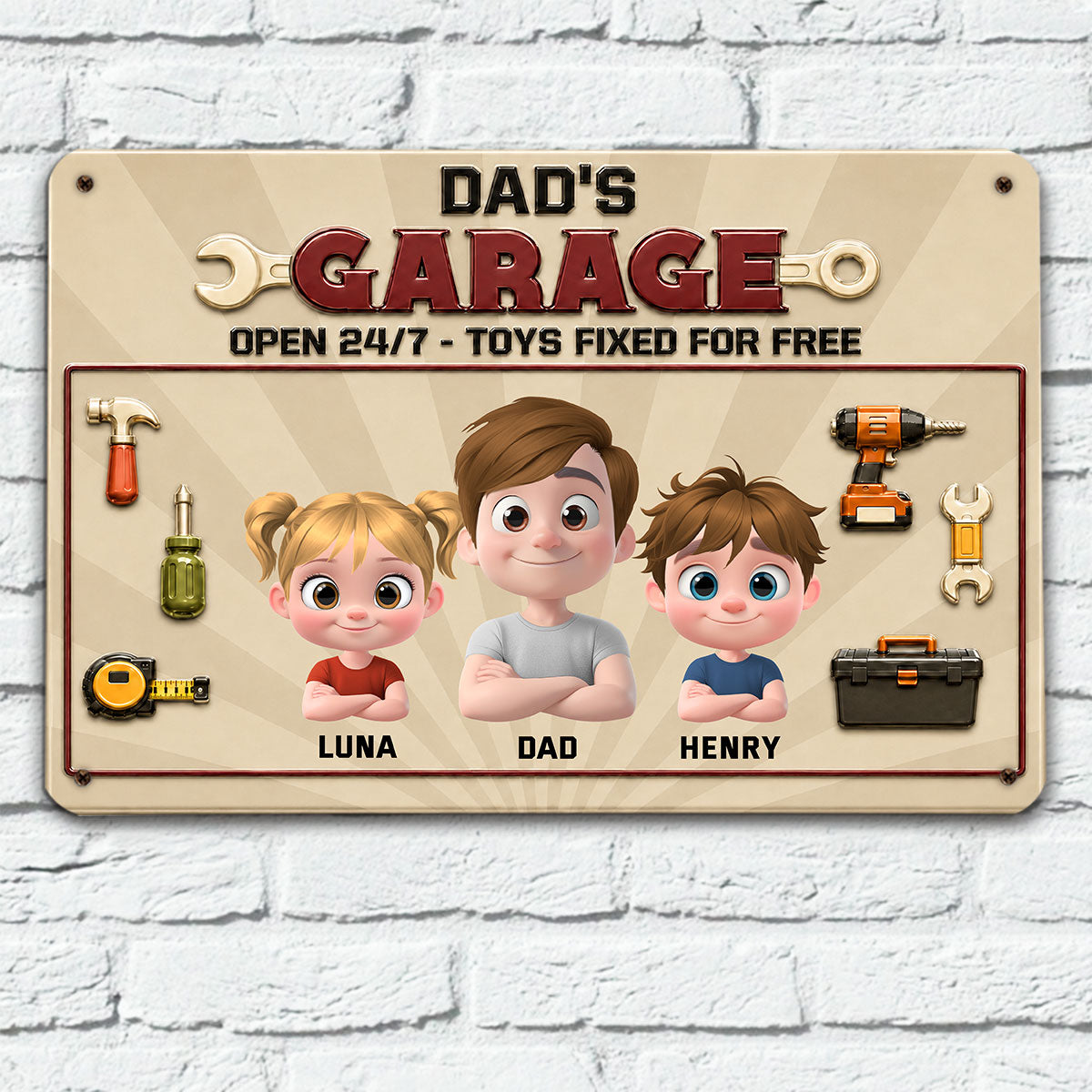 Custom Home & Wall Decor, Birthday & Christmas Gift • Open Only For My Kids - Personalized 3D Inflated Effect Metal Sign