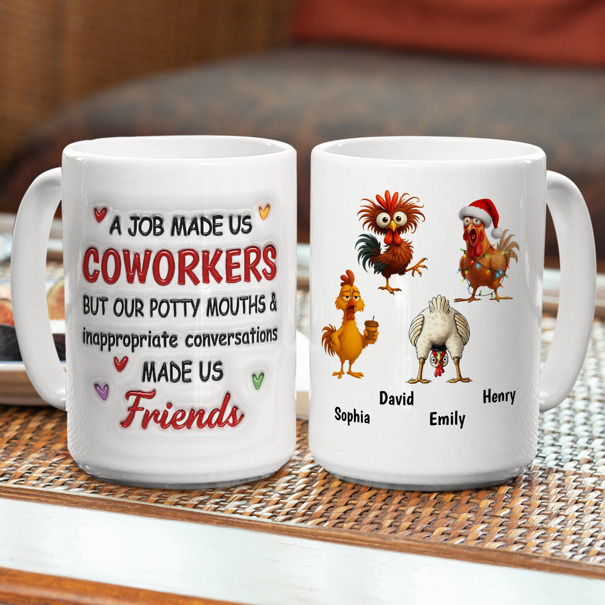 Custom Coworker, Christmas & Birthday Team Appreciation Gift • Office Laughter Makes Us Friends - Personalized 3D Inflated Effect Mug