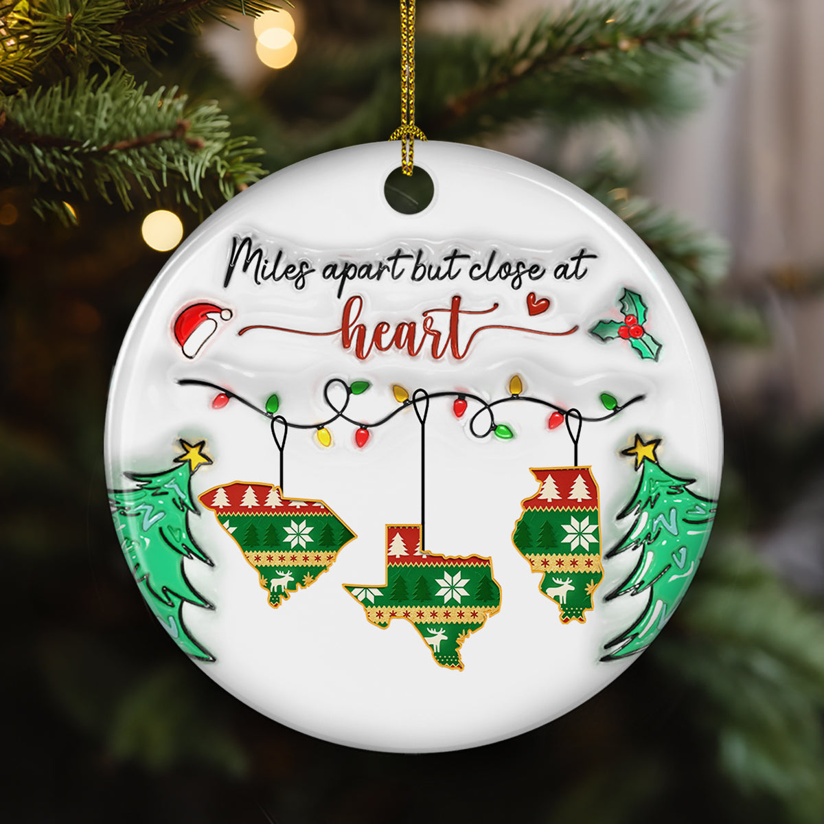 Custom Family Ornament, Christmas Gift for Family Members •  Close At Heart - Personalized 3D Inflated Effect Ceramic Ornament