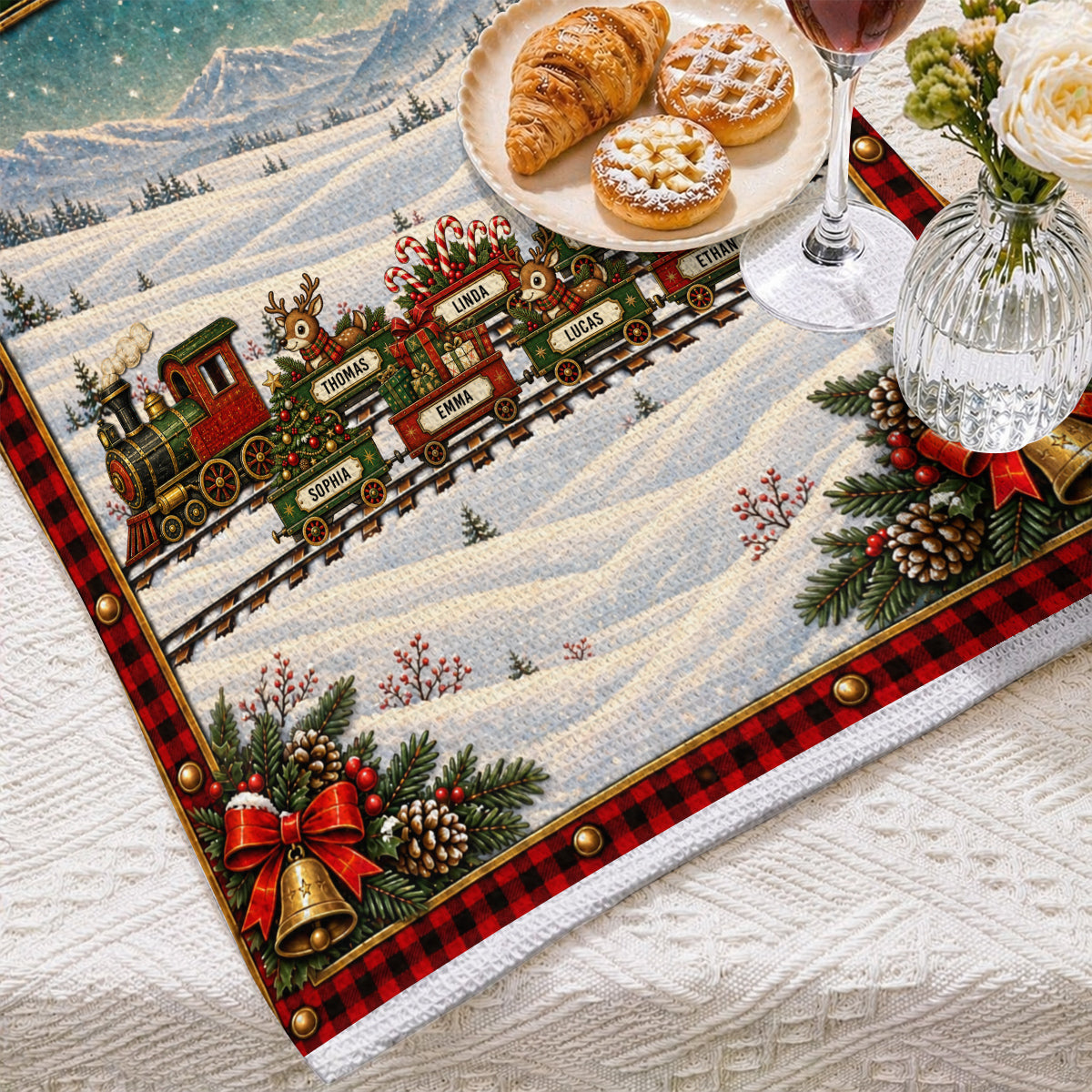 Custom Family Name Kitchen Towel, Christmas Housewarming Gift For Family • Christmas Together - Personalized Kitchen Towel