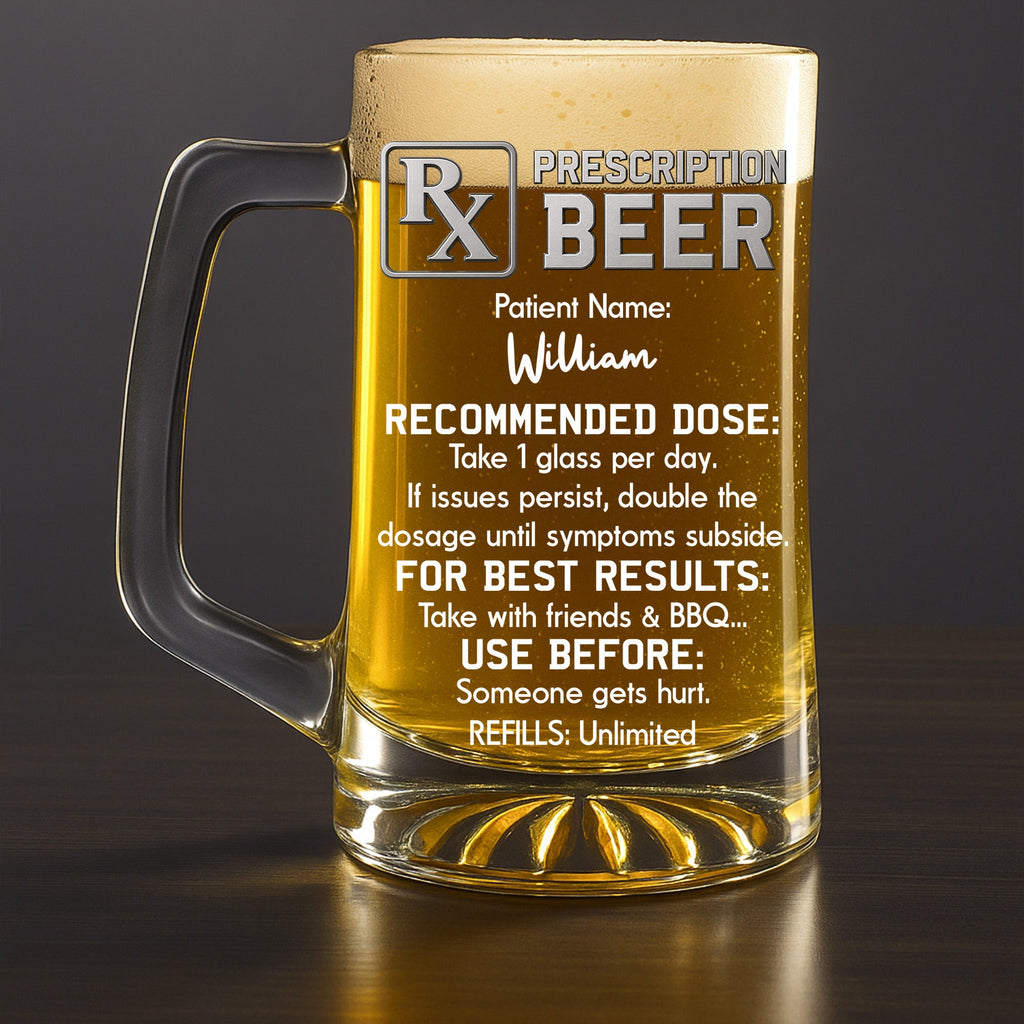 Double Dose If Needed - Personalized Beer Glass With Handle