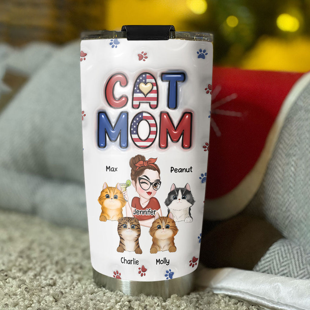 Lovely Cat Mom Version 3 - Personalized 3D Inflated Effect Tumbler
