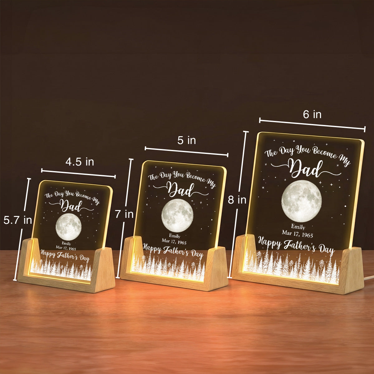 Custom Father's Day Gift for Dad Grandpa • The Day You Become Our Dad 2 - Personalized Night Light