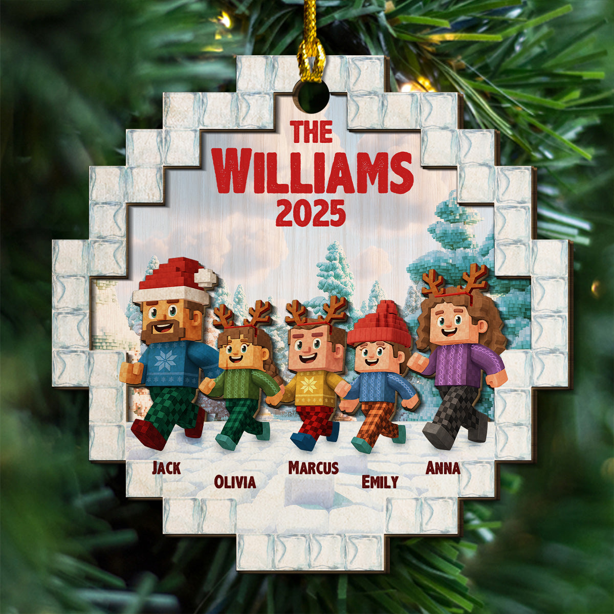 Custom Keepsake Christmas Ornament •  Us As A Family - Personalized 2-layered Wood Ornament