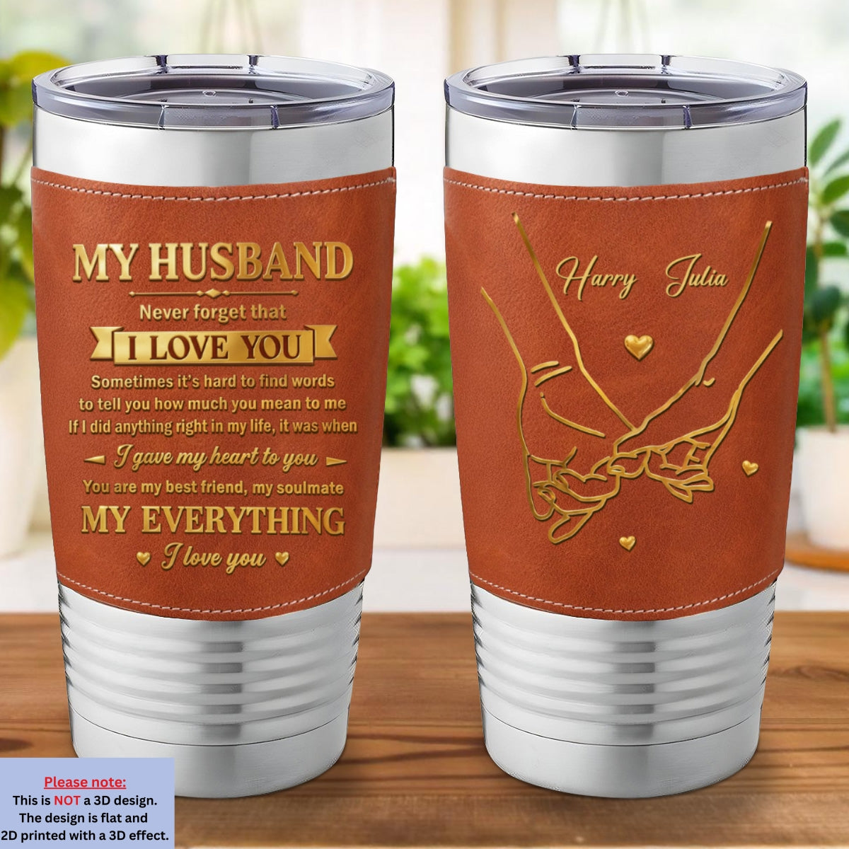 Custom Christmas Anniversary Gifts For Husband • My Husband - Personalized Leather Tumbler