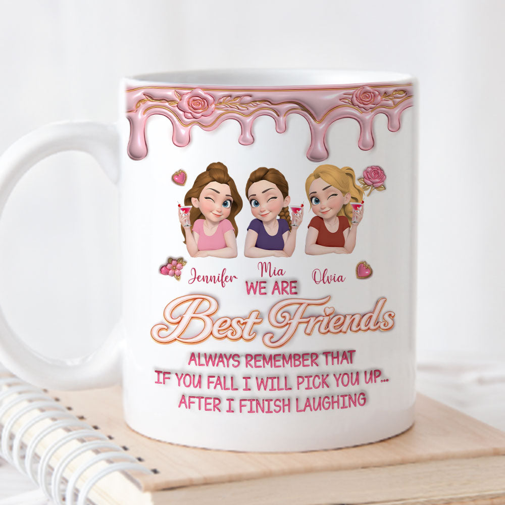 Custom Best Friend, Christmas & Birthday Friendship Keepsake Gift • If You Fall You Have Me - Personalized 3D Effect Mug