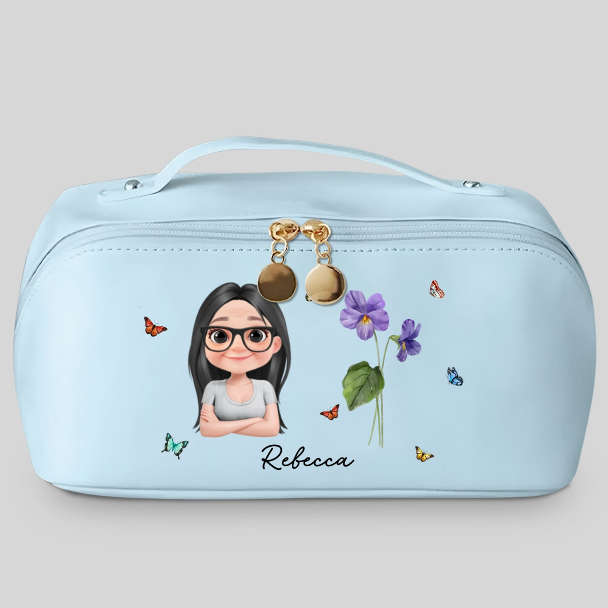 Every Child Is A Wildflower - Personalized Leather Makeup Bag