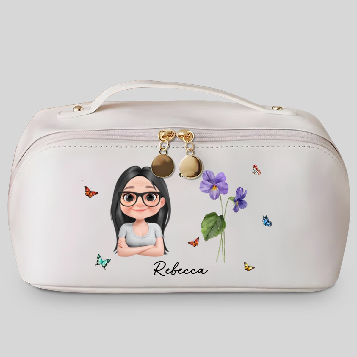 Every Child Is A Wildflower - Personalized Leather Makeup Bag
