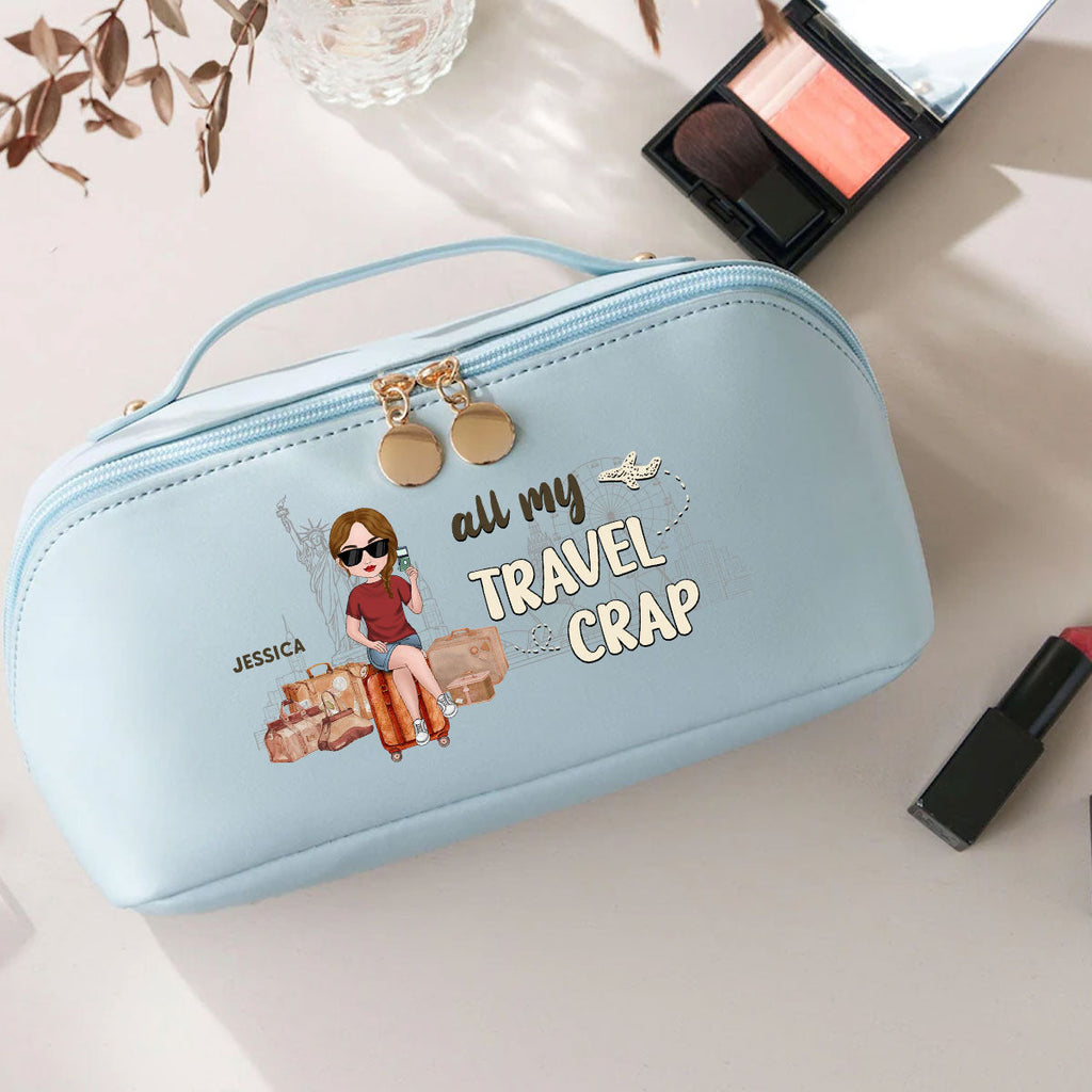 All My Travel Crap - Personalized Leather Makeup Bag