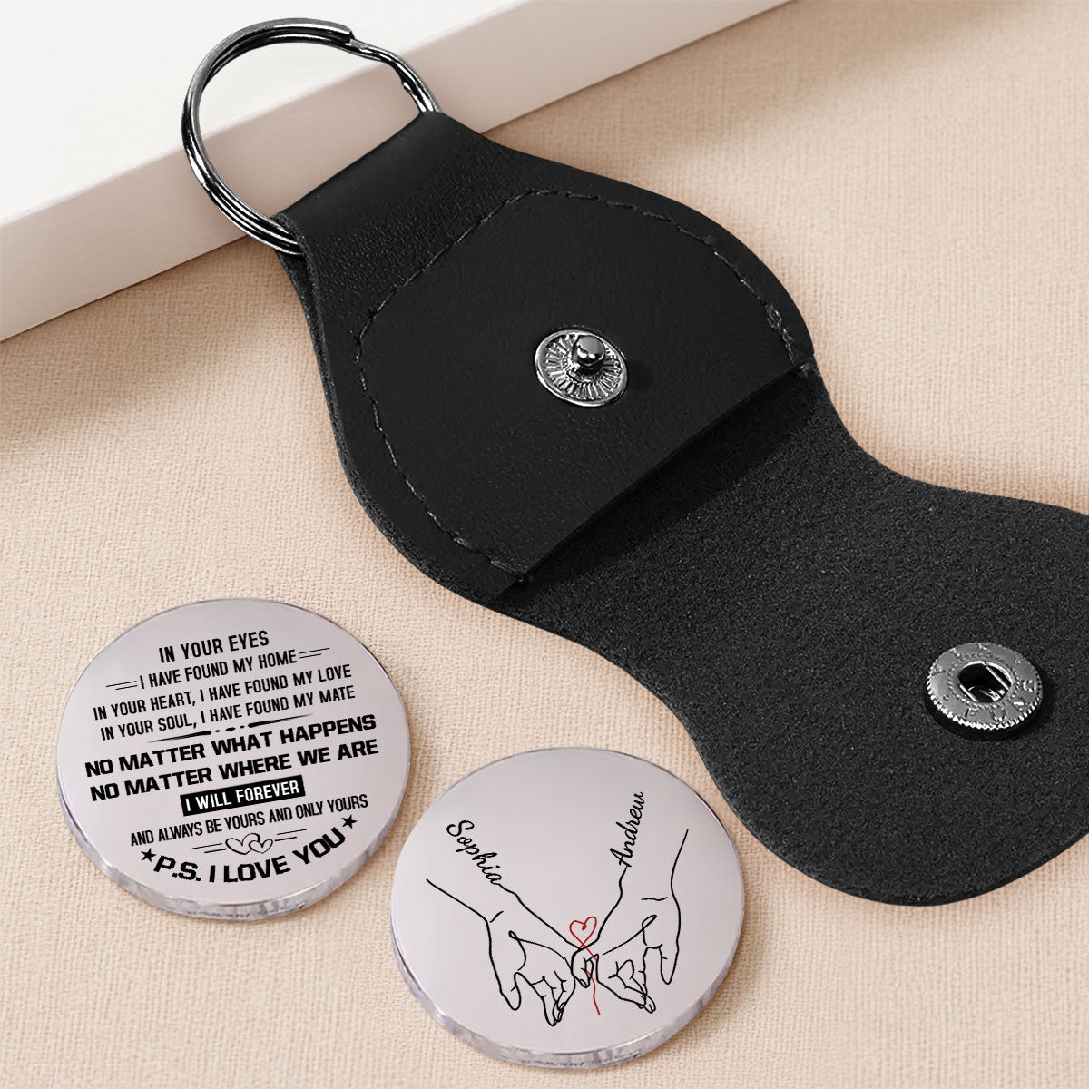Custom Coin Keychain for Wife, Couple Anniversary Valentine's Day Gifts • I Have Found My Love - Personalized Pocket Hug