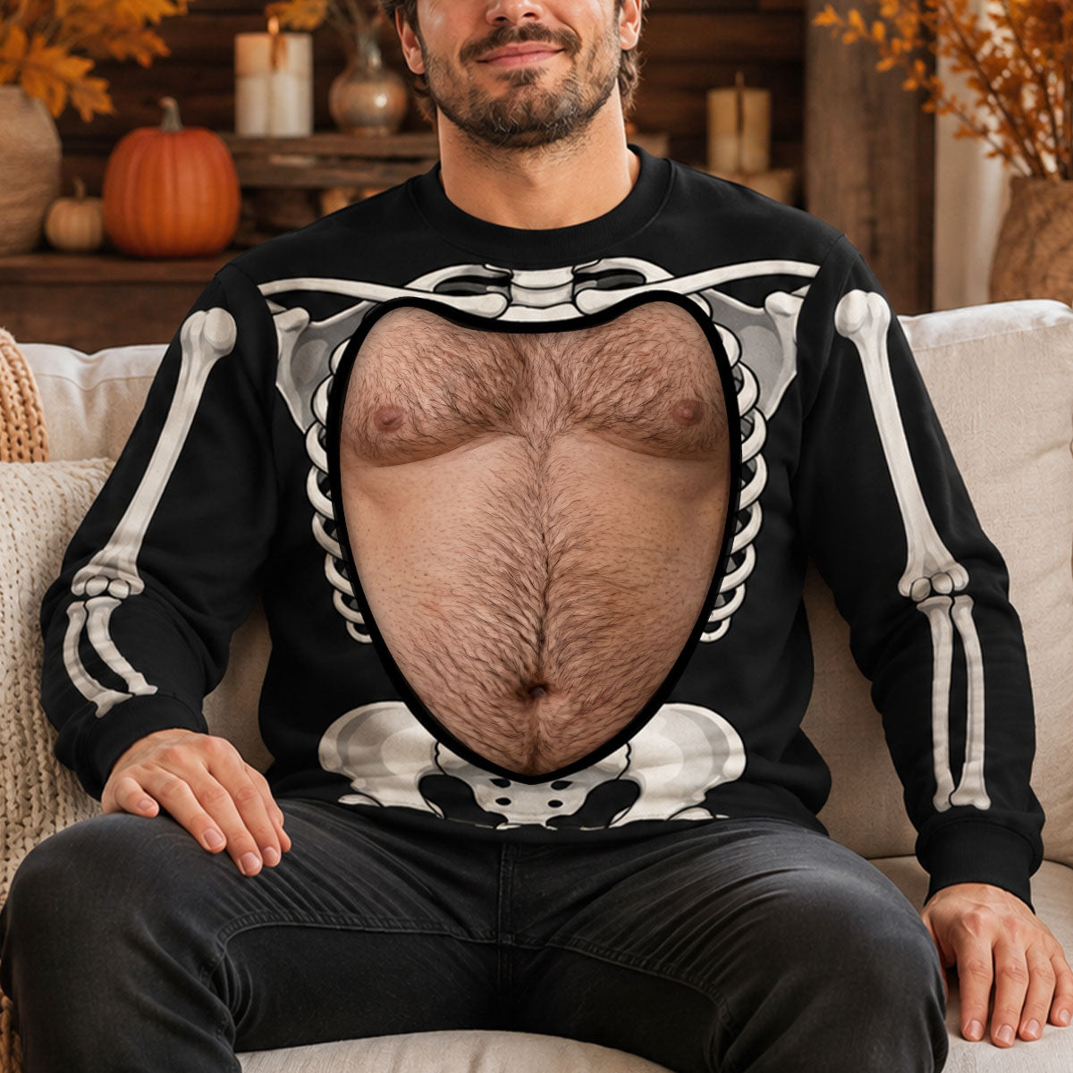 Custom Funny Ugly Sweatshirt, Couple Christmas Gift • Show Off That Boo Belly - Personalized All-Over-Print Sweatshirt