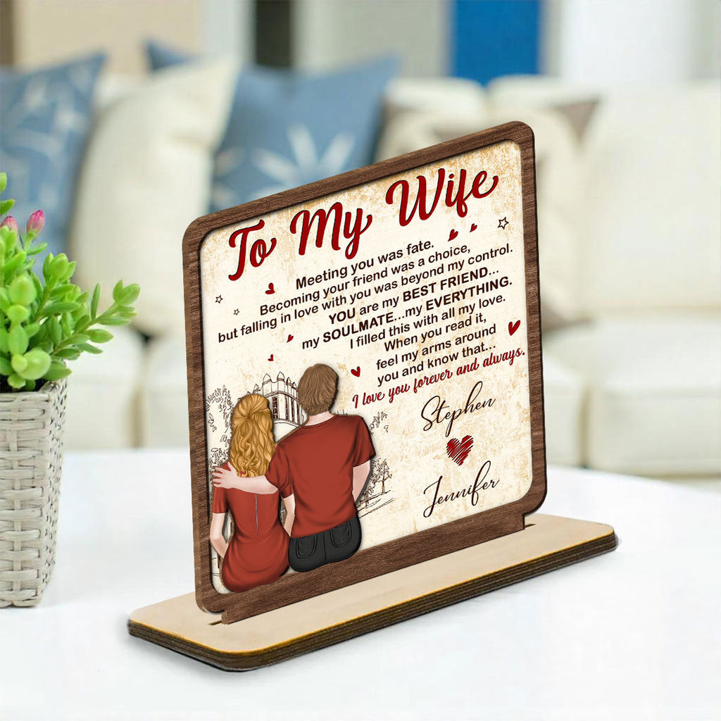 Custom Decor for Wife, Gift for Her • To My Gorgeous Wife - Personalized 2-Layer Wood Plaque With Flat Base