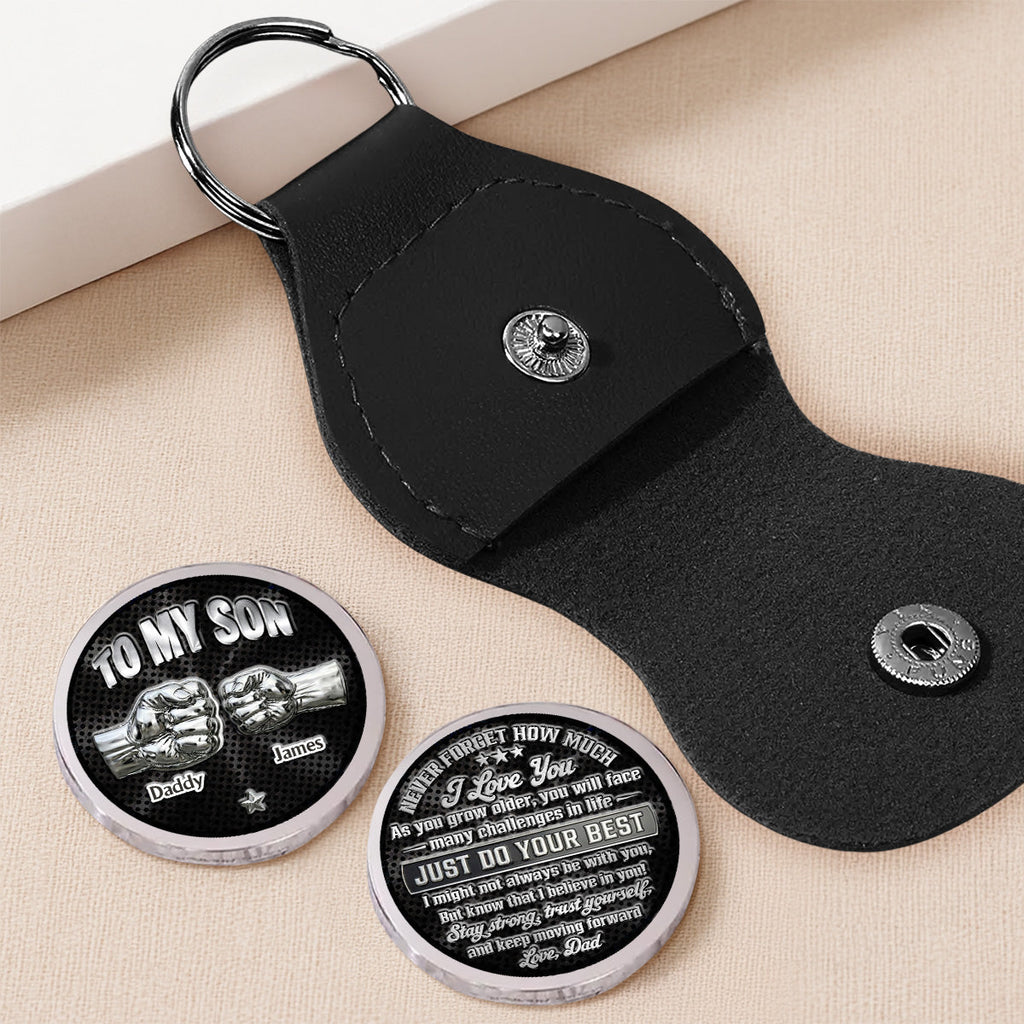 Custom Son Coin Keychain, Father's Day Birthday Gifts • Son I Believe In You - Personalized 3D Printing Pocket Hug