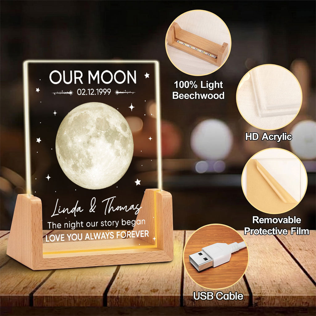 Custom Couple Gift for Anniversary, Valentine's Day, Christmas • The Night Our Story Began - Personalized Night Light