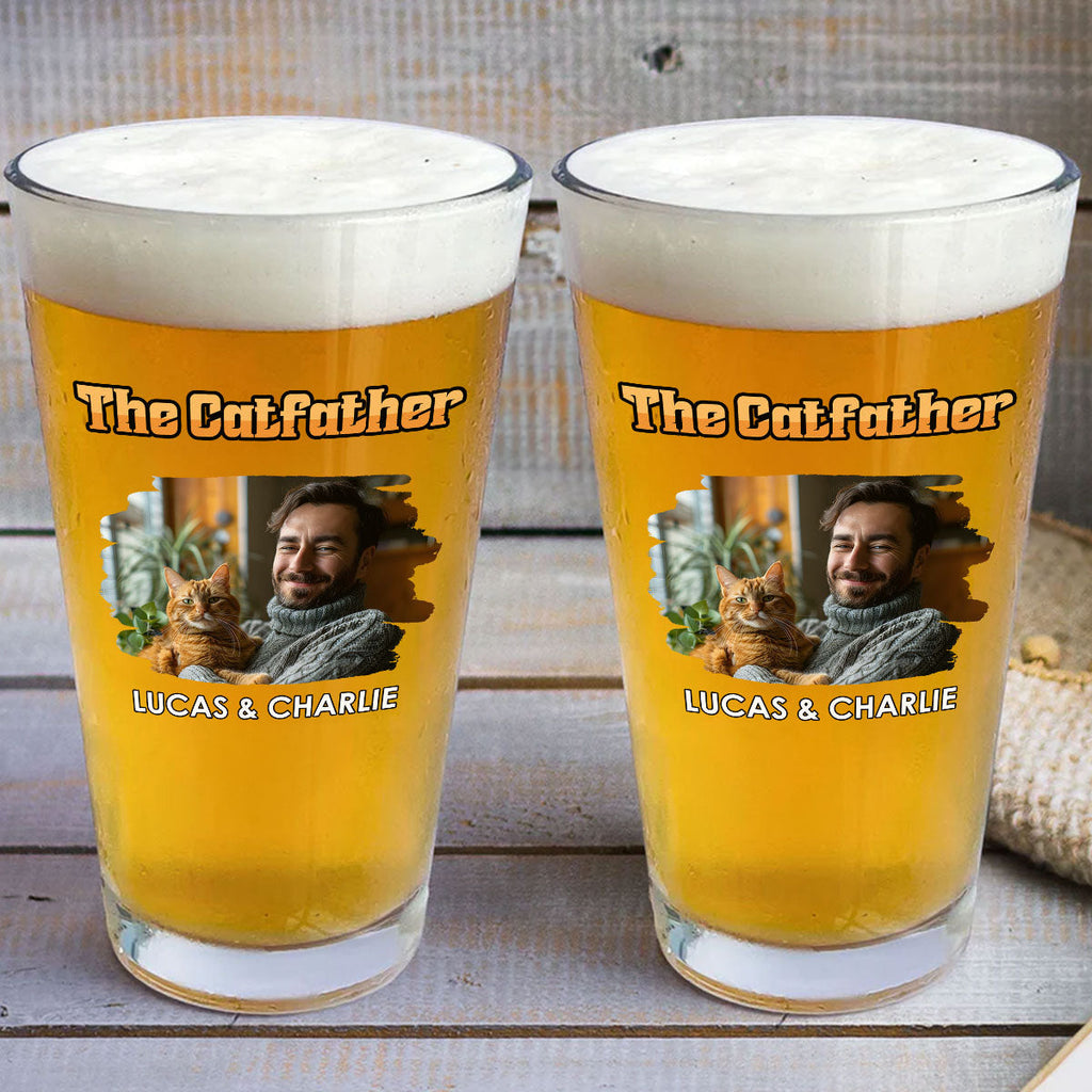 The Catfather Retro Photo - Personalized Beer Glass