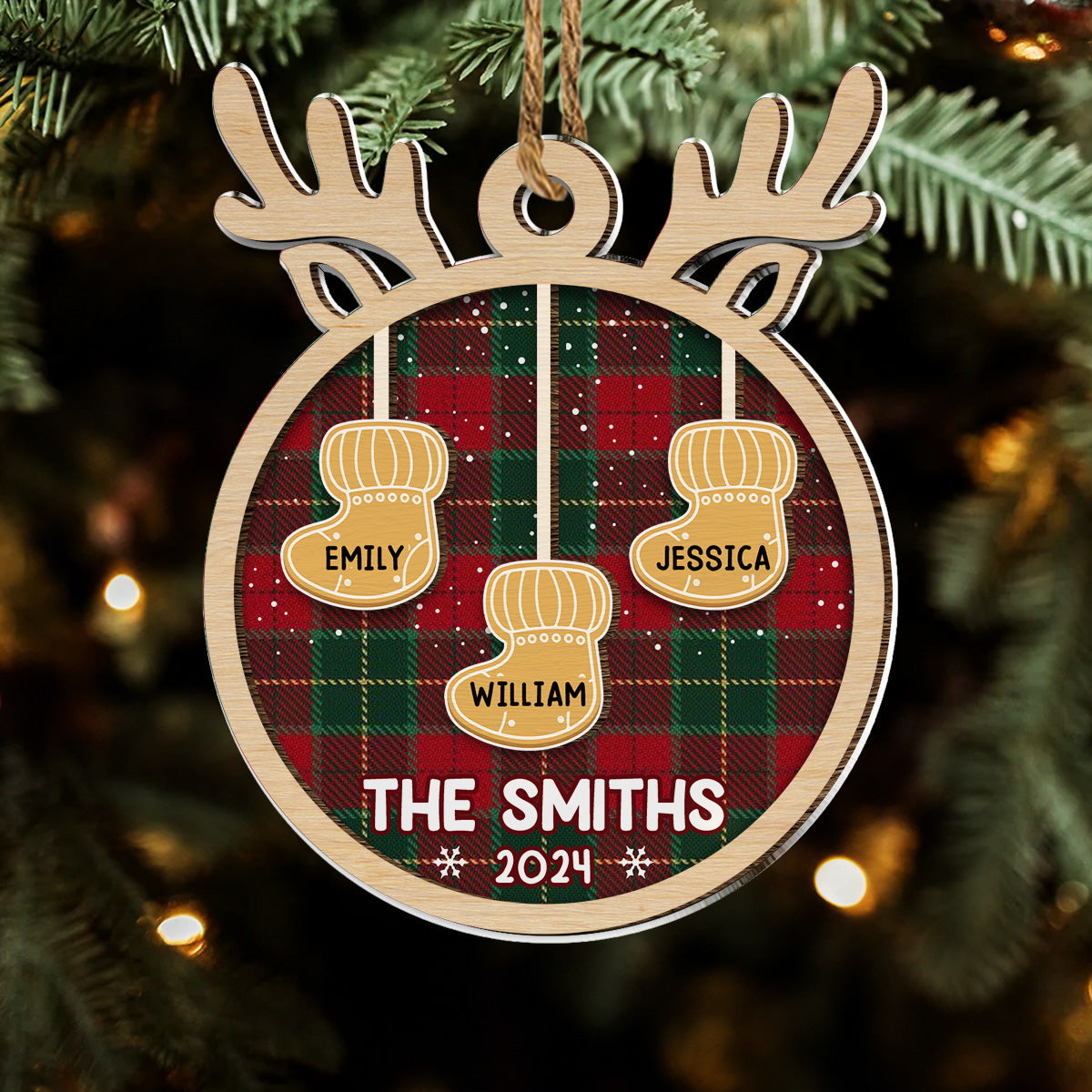 Custom Family Ornament, Christmas Gift for Family Members •  Ginger Family Christmas - Personalized Wood And Acrylic Ornament