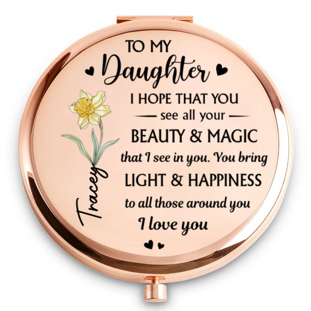 Daughter You Bring Happiness Everywhere - Personalized Compact Mirror