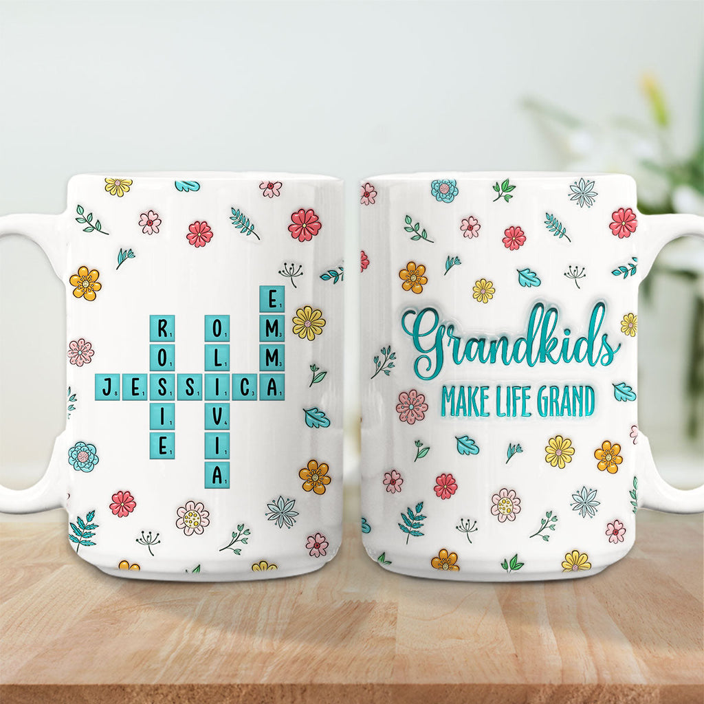 Custom Mother's Day Gift for Mom & Grandma • Grandkids Make Life Better - Personalized 3D Inflated Effect Mug