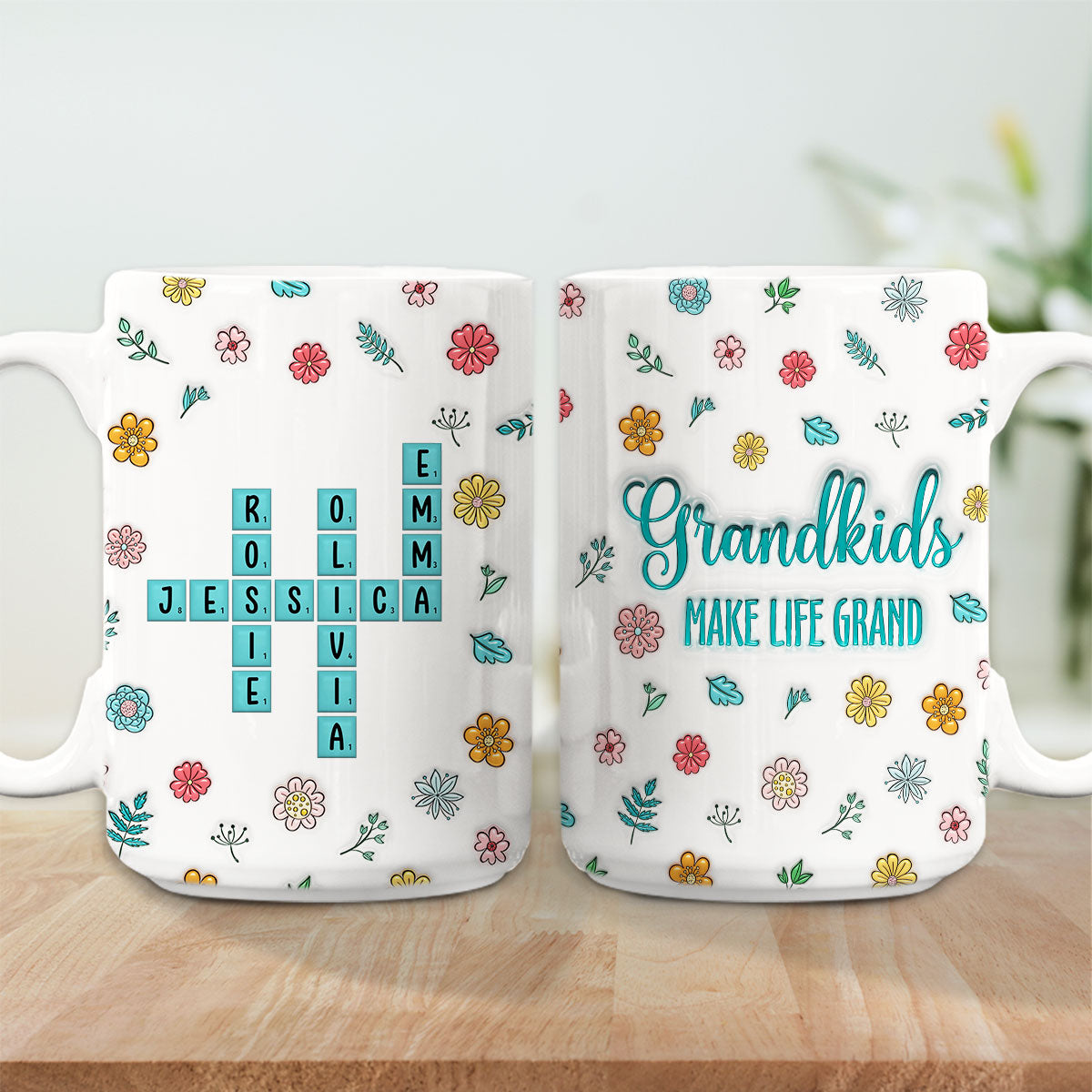 Custom Mother's Day Gift for Mom & Grandma • Grandkids Make Life Better - Personalized 3D Inflated Effect Mug