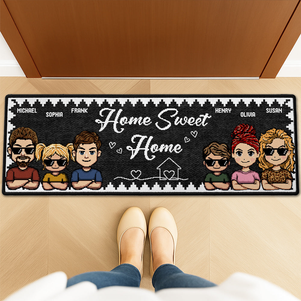 Custom Family Name Rug, Housewarming Birthday Gift For Family Members • Home Sweet Home - Personalized Runner Rug