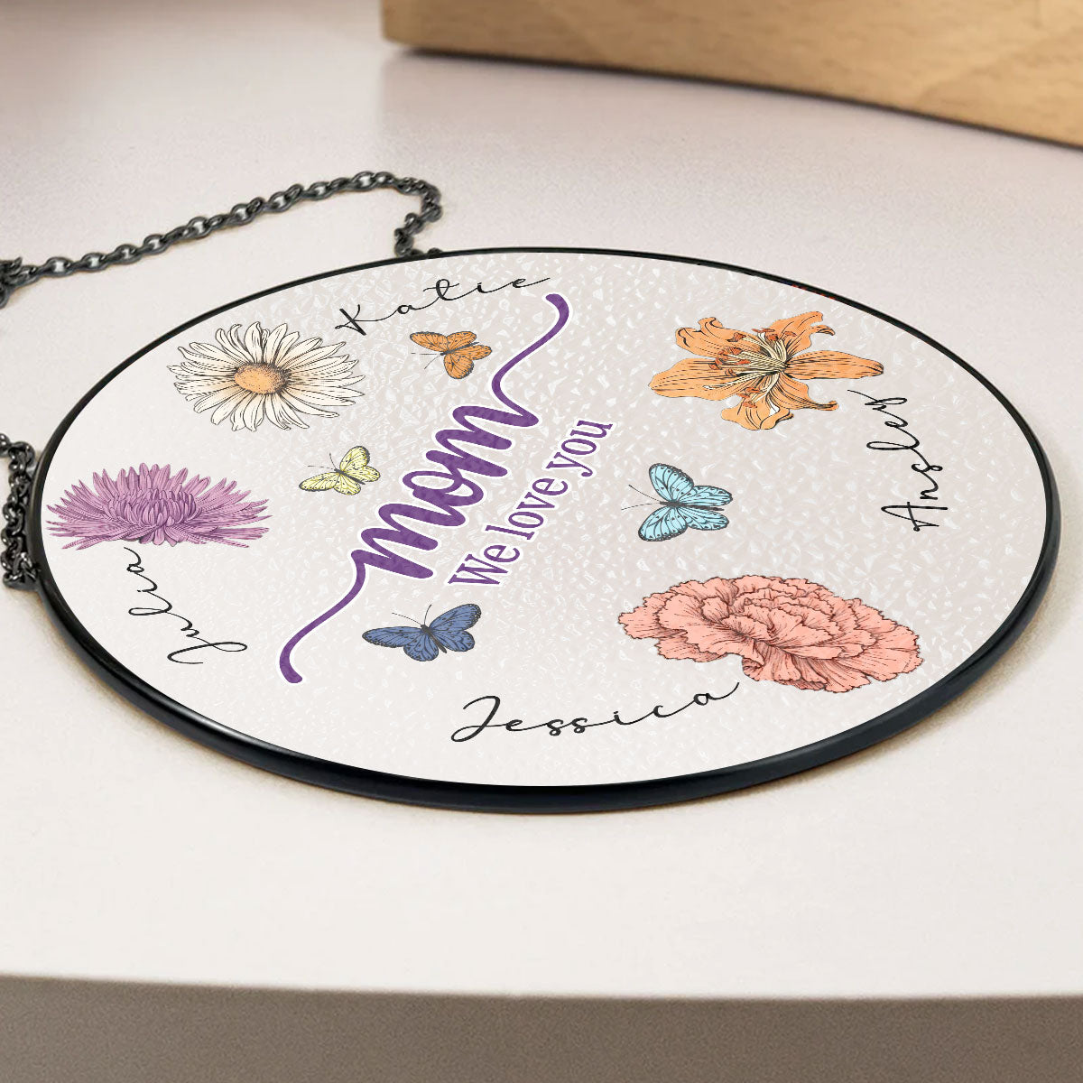 Custom Name Hanging Decor for Mom Daughter, Mother's Day Gifts • Mom You Brighten My Life - Personalized Window Hanging Suncatcher