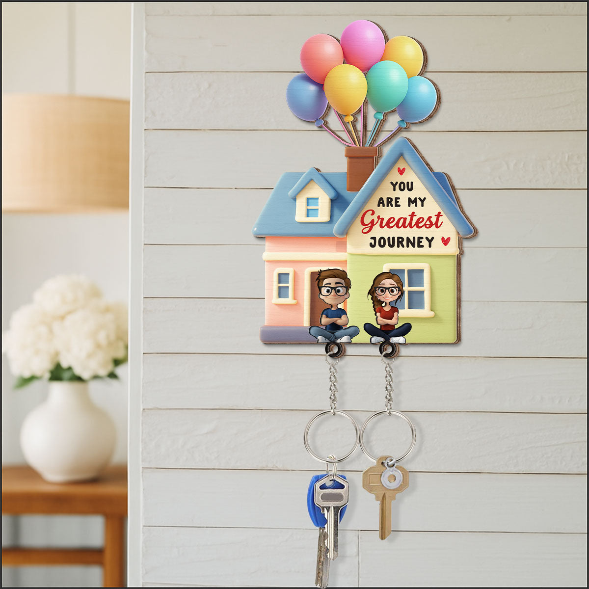 You Are My Greatest Journey - Personalized Wooden Key Holder With Keychain