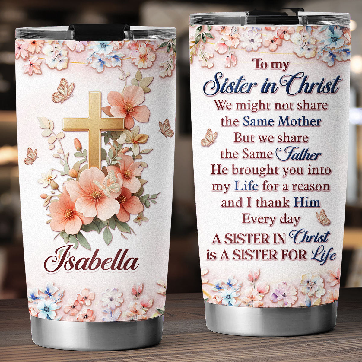 Custom Christmas Birthday Gifts For Best Friend • We Share The Same Father - Personalized 3D Effect Tumbler