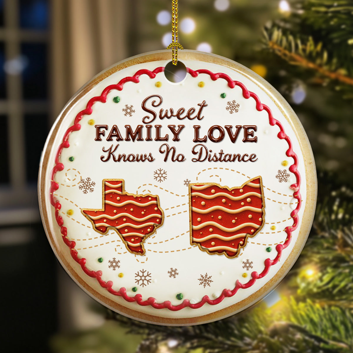 Custom Family Ornament, Christmas Gift for Family Members •  Sweet Family Love - Personalized 3D Effect Ceramic Ornament
