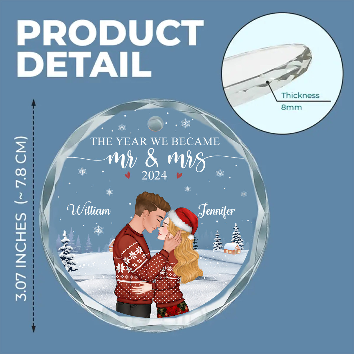 Custom Couple Christmas Ornament, Anniversary Gift •  We Became Mr And Mrs - Personalized Glass Ornament