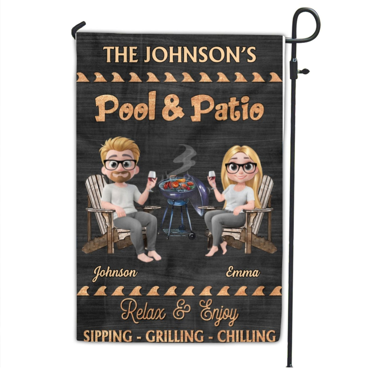 Pool And Patio Sipping Chilling - Personalized Flag