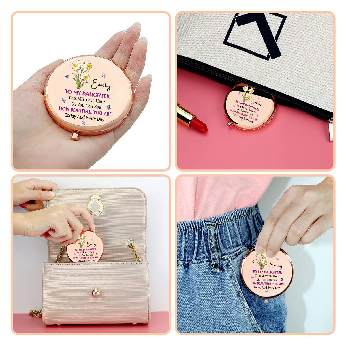 Forever Loved My Daughter - Personalized Compact Mirror