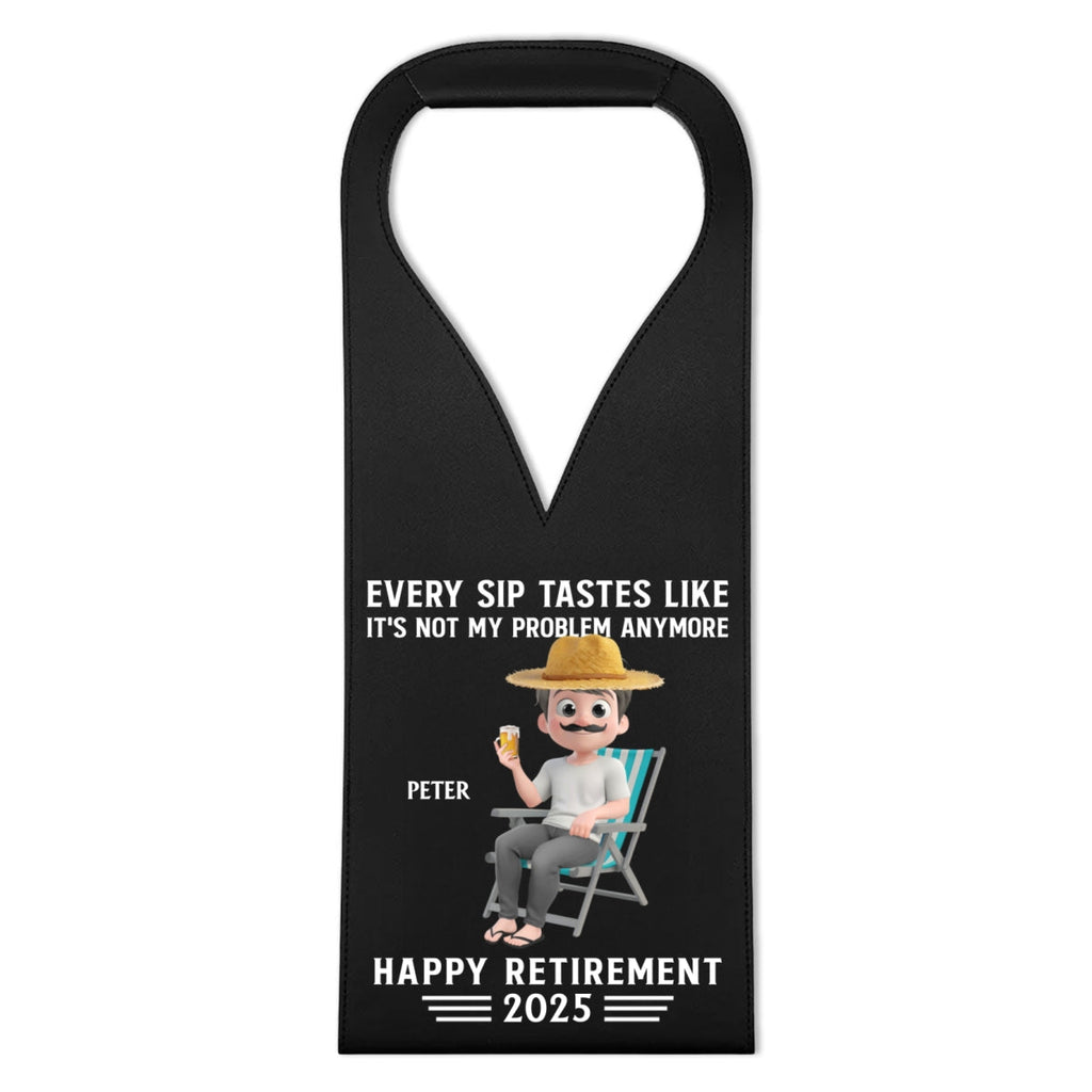 Happy Retirement - Personalized Leather Wine Bag