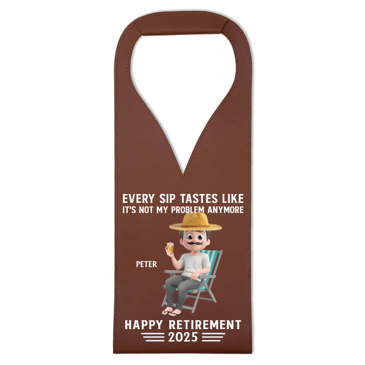 Happy Retirement - Personalized Leather Wine Bag