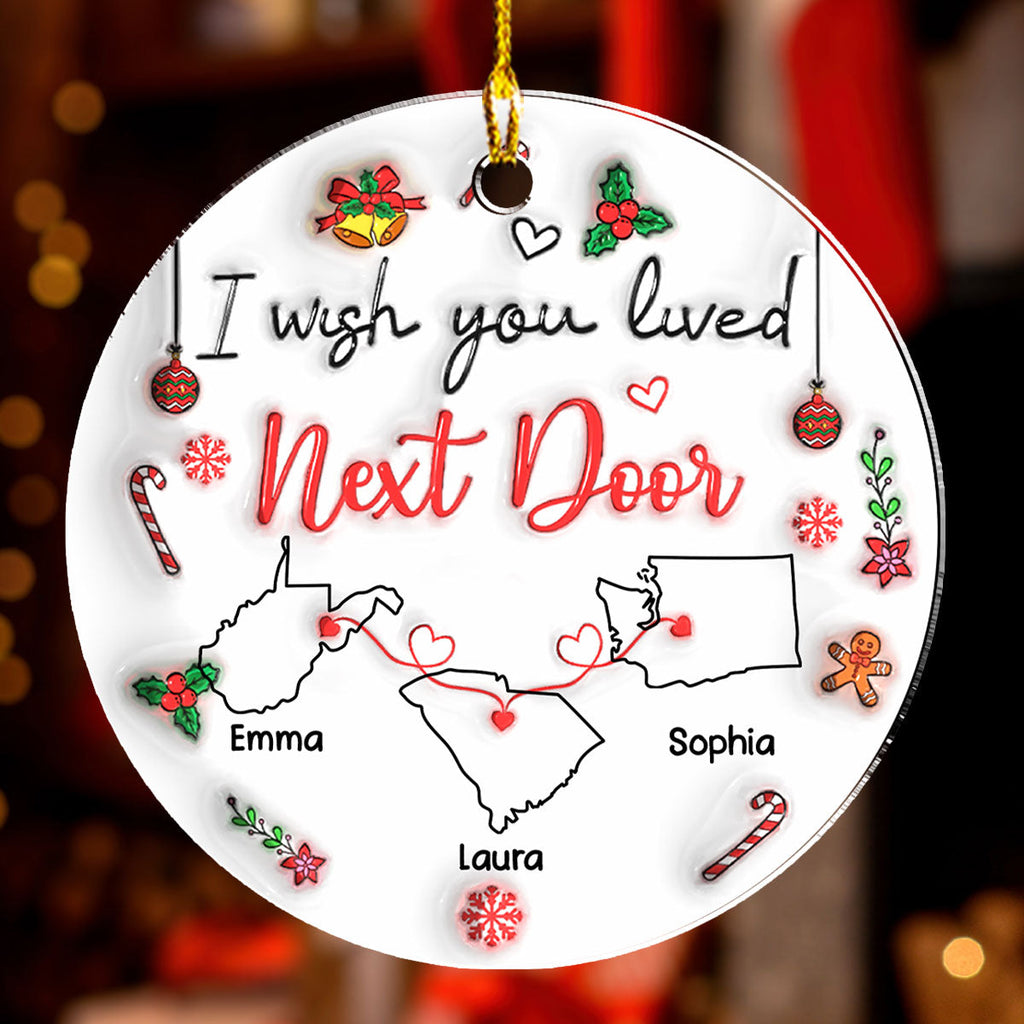 Custom Keepsake Christmas Ornament •  Besties Are Always Close At Heart - Personalized 3D Inflated Effect Acrylic Ornament