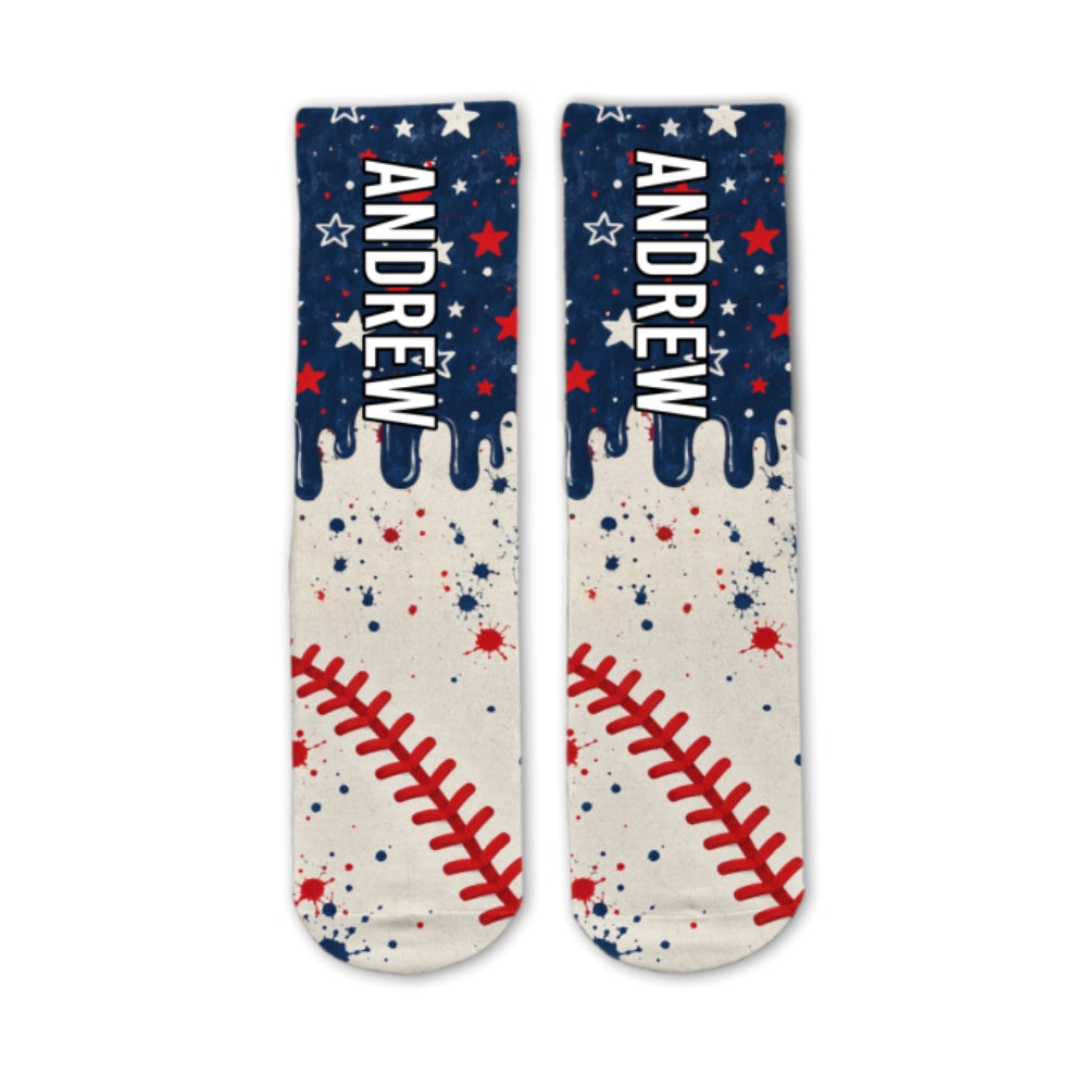 Custom Name Football Fan Footwear, Game Day Christmas Gift • Life Is Better With Sports - Personalized Crew Socks