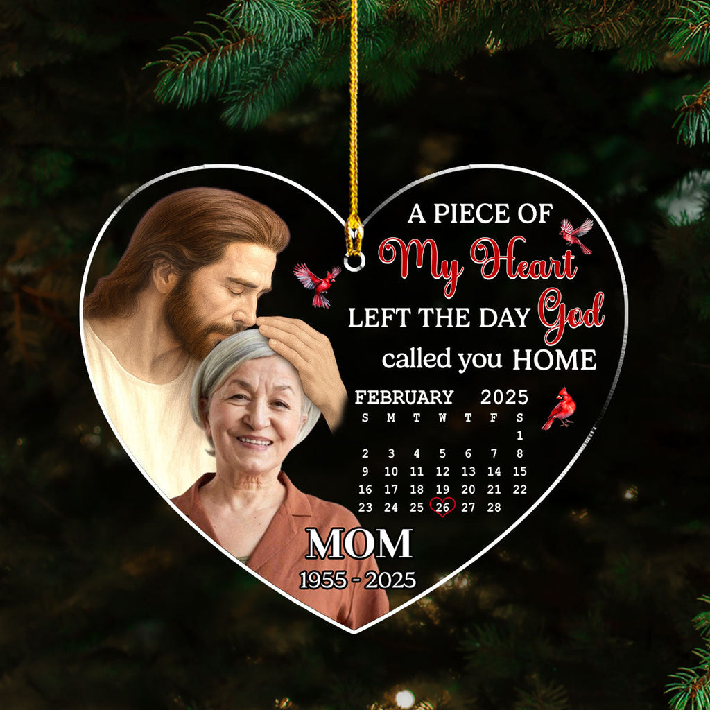 Custom Photo Memorial Christmas Ornament, Sympathy Keepsake • The Day God Called You Home - Personalized Acrylic Ornament
