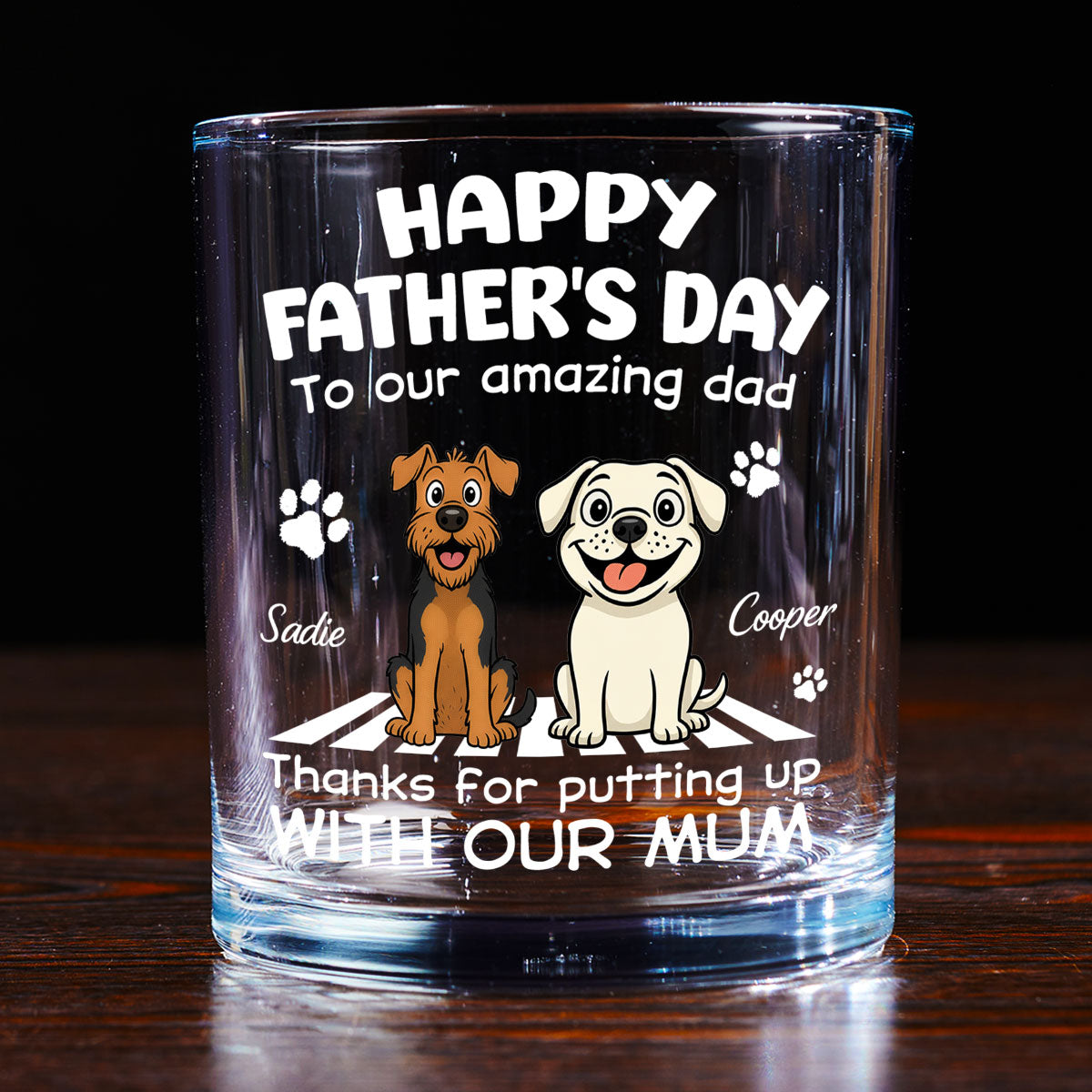 Custom Christmas Birthday Drinkware Gifts for Dog Lovers • Putting Up With Funny Dad - Personalized Whiskey Glass