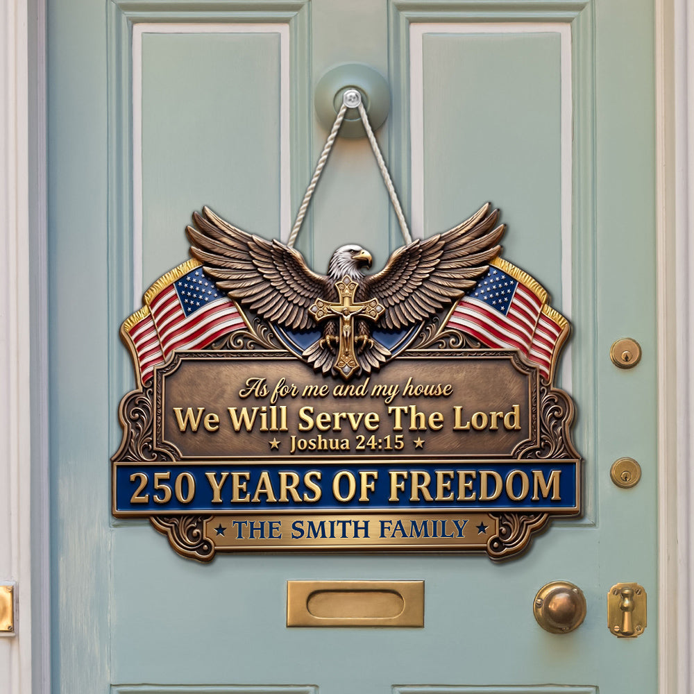 Custom Home & Wall Decor, Birthday & Christmas Gift • Our Home Serves The Lord - Personalized Wood Sign