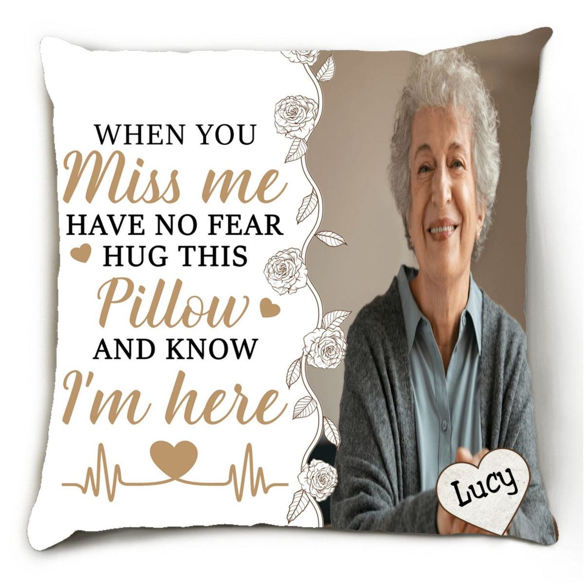 Hug This Pillow And Know I'm Here - Personalized Throw Pillow