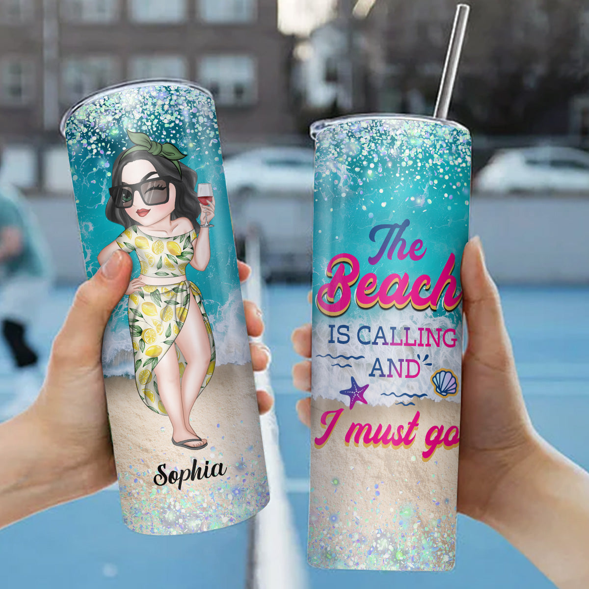 Beach Is Calling - Personalized Skinny Tumbler