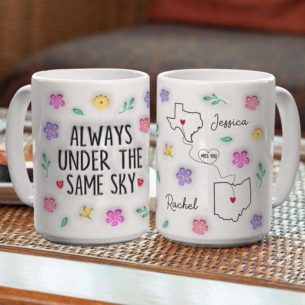 Custom Best Friend, Christmas & Birthday Friendship Keepsake Gift • Wish We Under The Same Sky - Personalized 3D Inflated Effect Mug