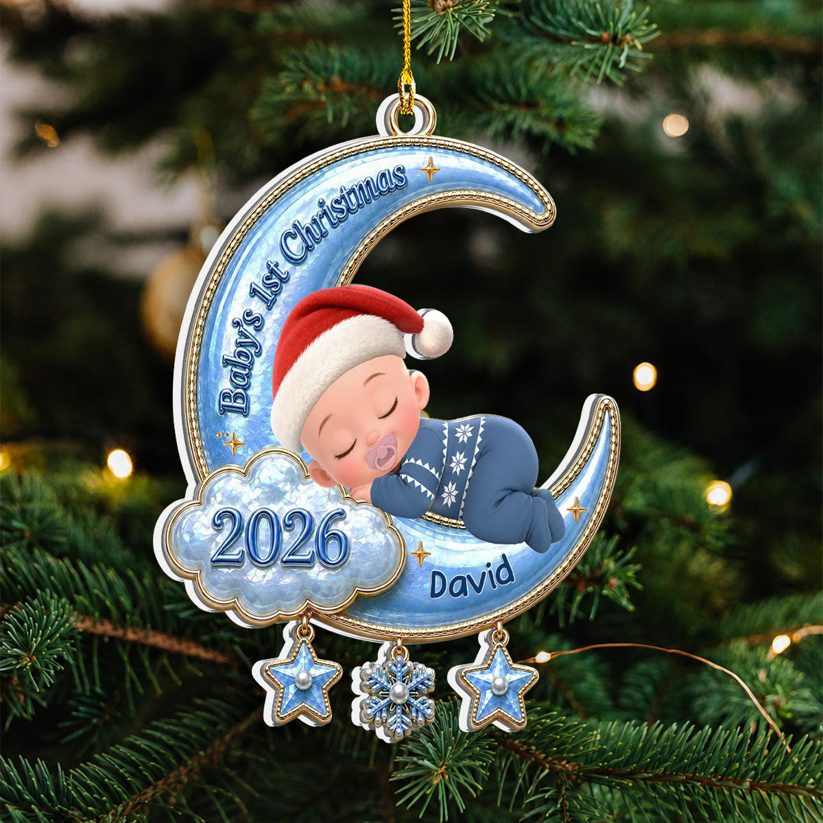 Custom Family First Christmas Ornament •  Our Little Christmas Miracle - Personalized 3D White Acrylic Ornament