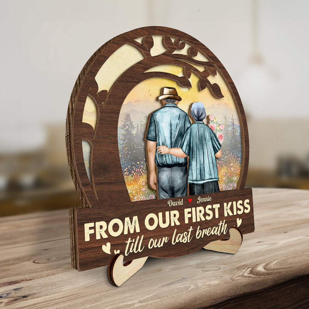 Custom Couple's Decor, Anniversary & Wedding Gift • From Our First Kiss - Personalized Wooden Plaque